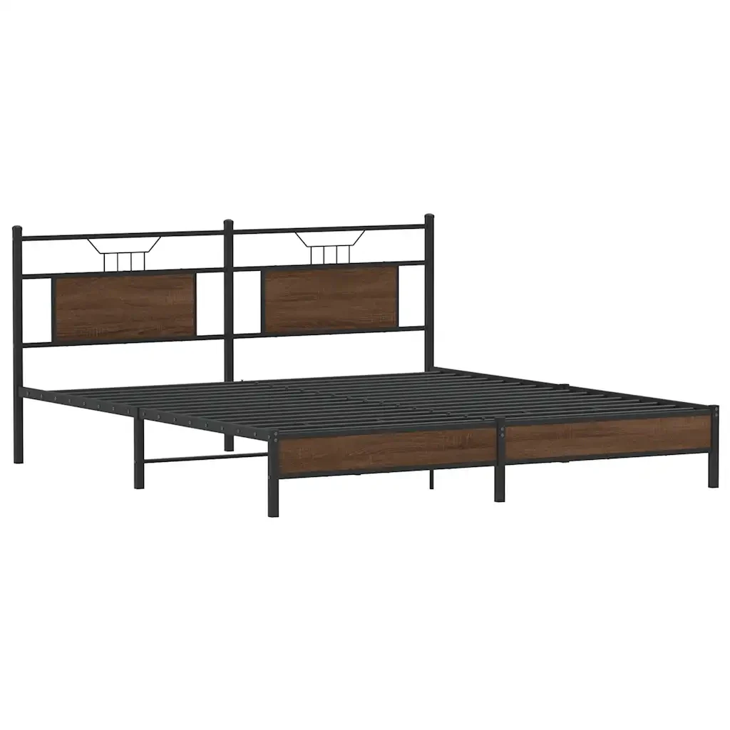 Letto matrimoniale | Letto per adulti | Giroletto senza Materasso Rovere Marrone 183x203 cm Truciolato - Image 3