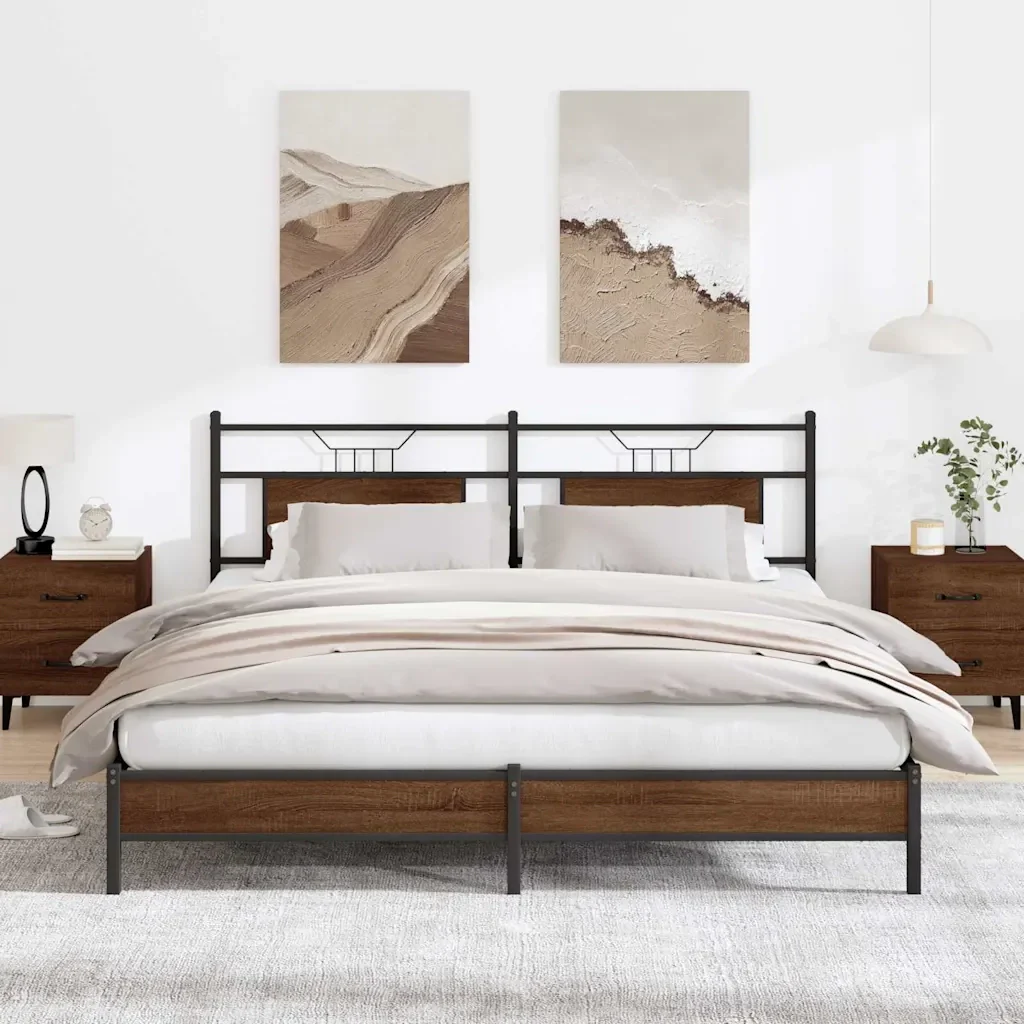 Letto matrimoniale | Letto per adulti | Giroletto senza Materasso Rovere Marrone 183x203 cm Truciolato - Image 5
