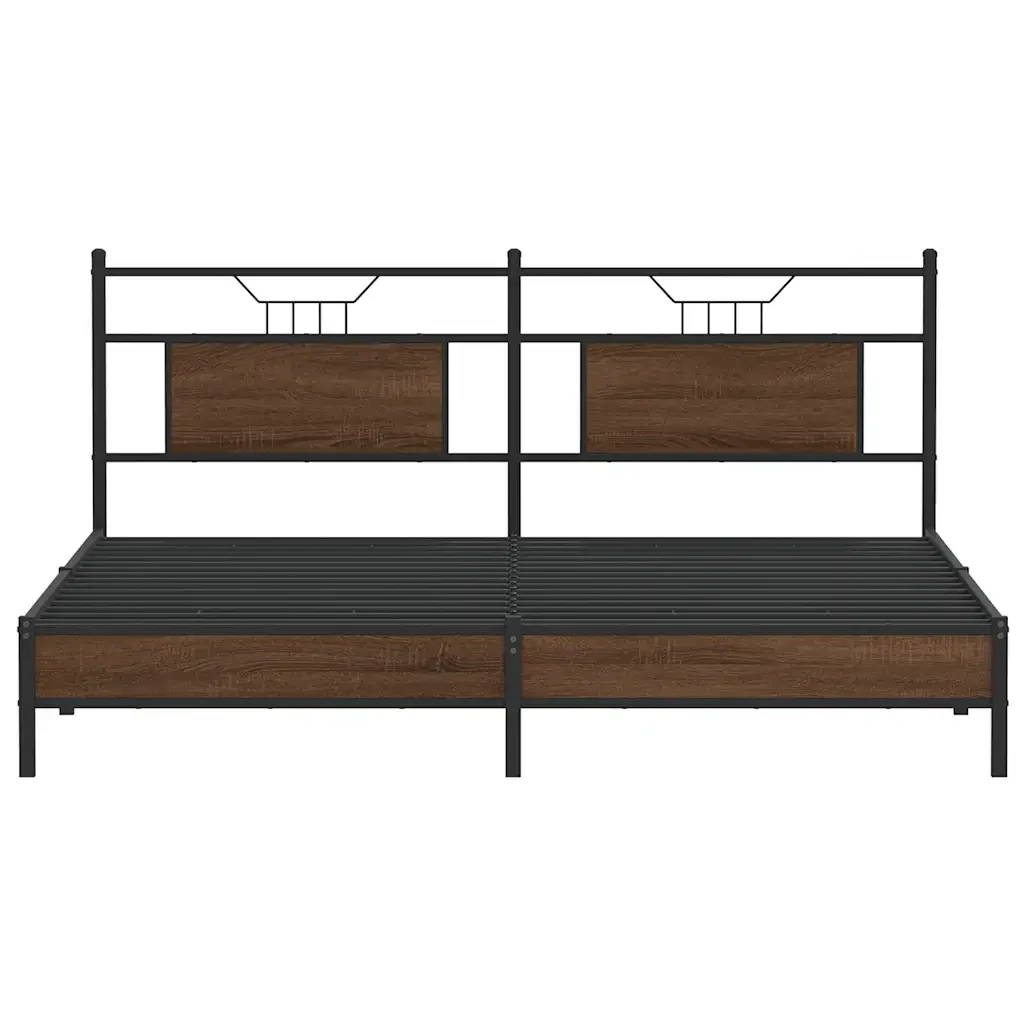 Letto matrimoniale | Letto per adulti | Giroletto senza Materasso Rovere Marrone 183x203 cm Truciolato - Image 6