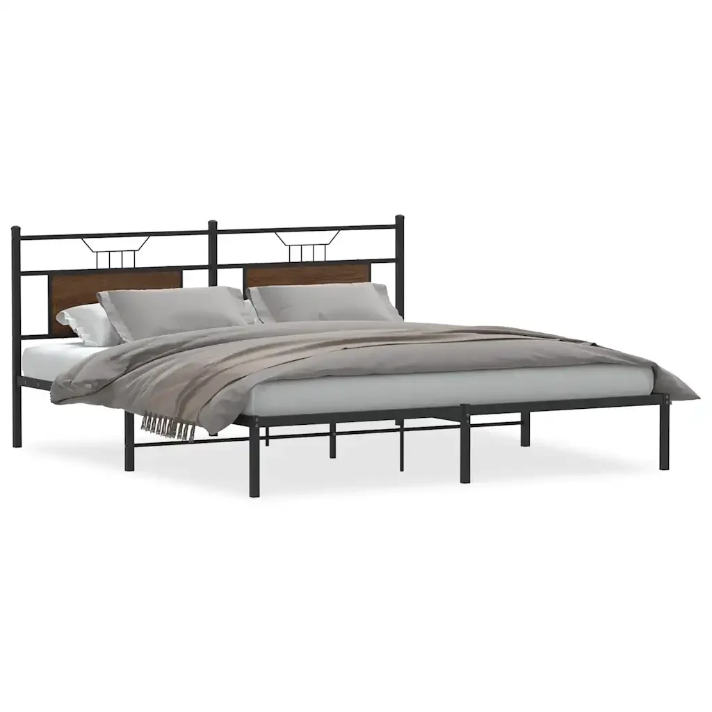 Letto matrimoniale | Letto per adulti | Giroletto senza Materasso Rovere Marrone 183x213 cm Truciolato