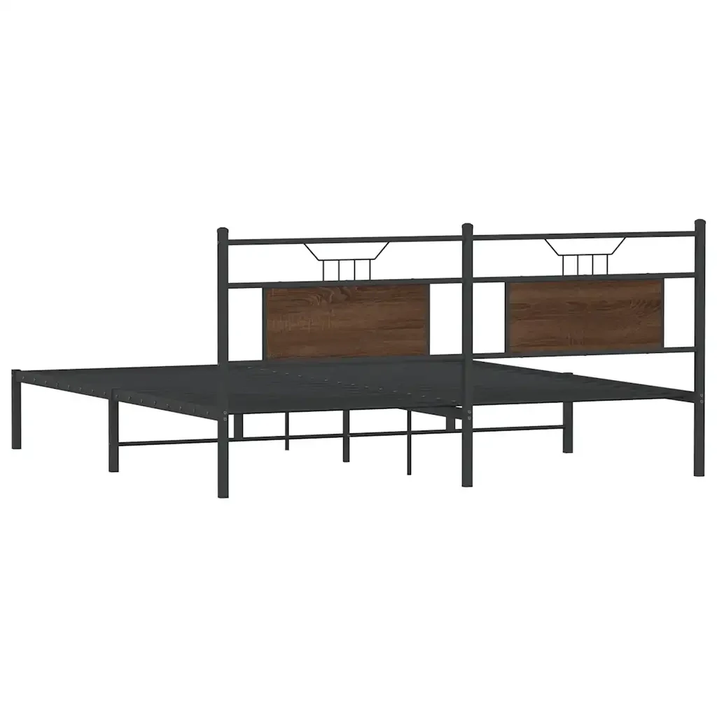 Letto matrimoniale | Letto per adulti | Giroletto senza Materasso Rovere Marrone 183x213 cm Truciolato - Image 8