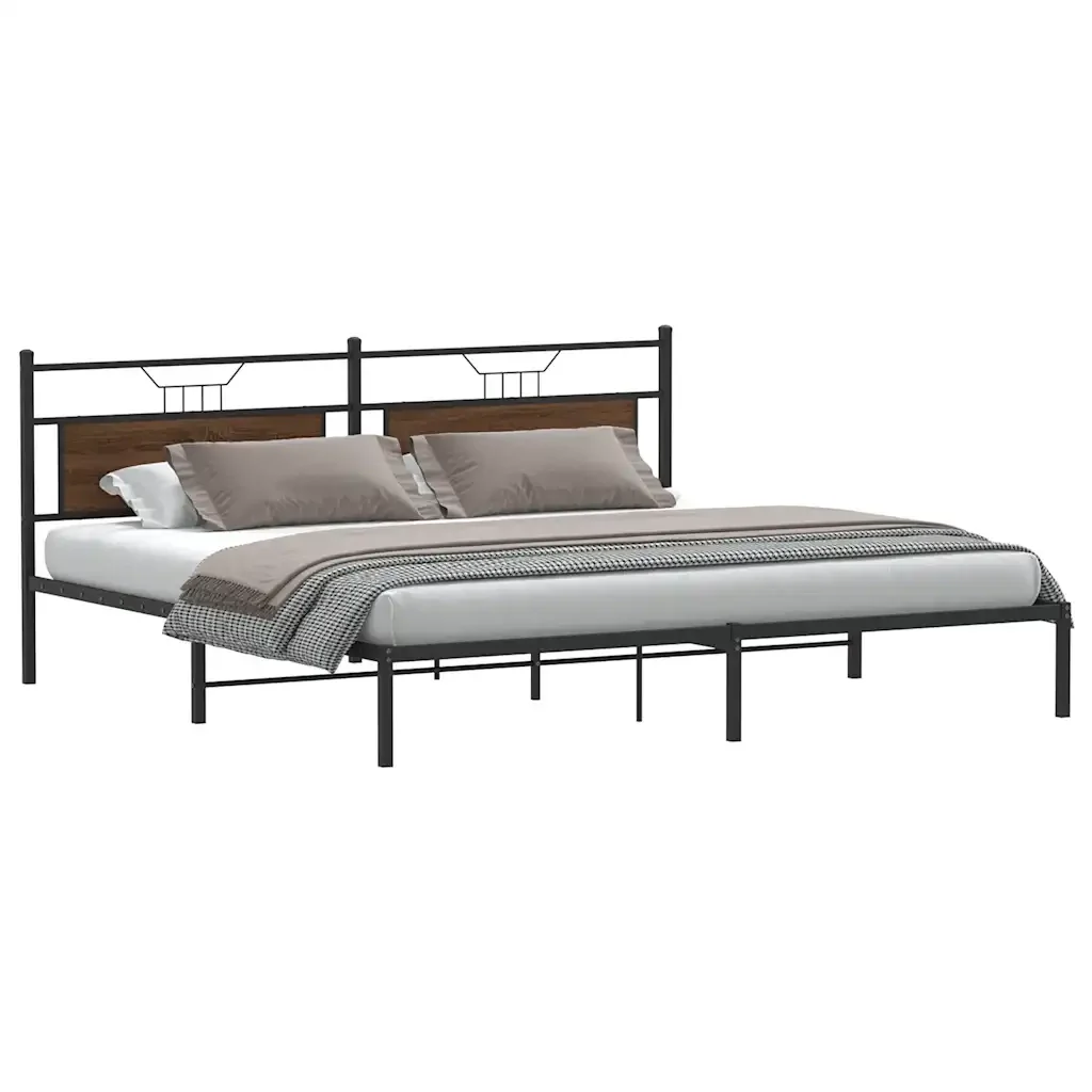 Letto matrimoniale | Letto per adulti | Giroletto senza Materasso Rovere Marrone 193x201 cm Truciolato - Image 2