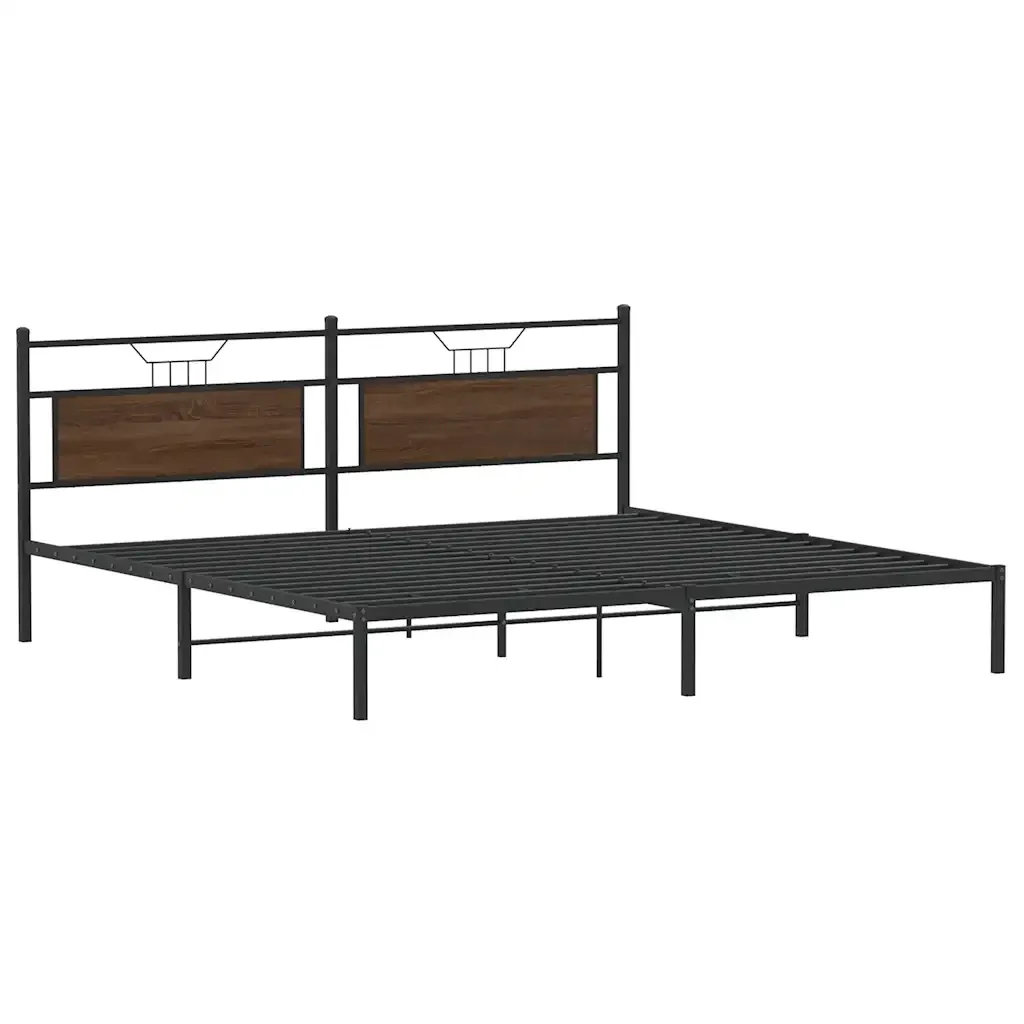 Letto matrimoniale | Letto per adulti | Giroletto senza Materasso Rovere Marrone 193x201 cm Truciolato - Image 4