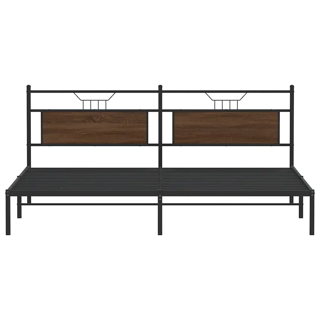 Letto matrimoniale | Letto per adulti | Giroletto senza Materasso Rovere Marrone 193x201 cm Truciolato - Image 6