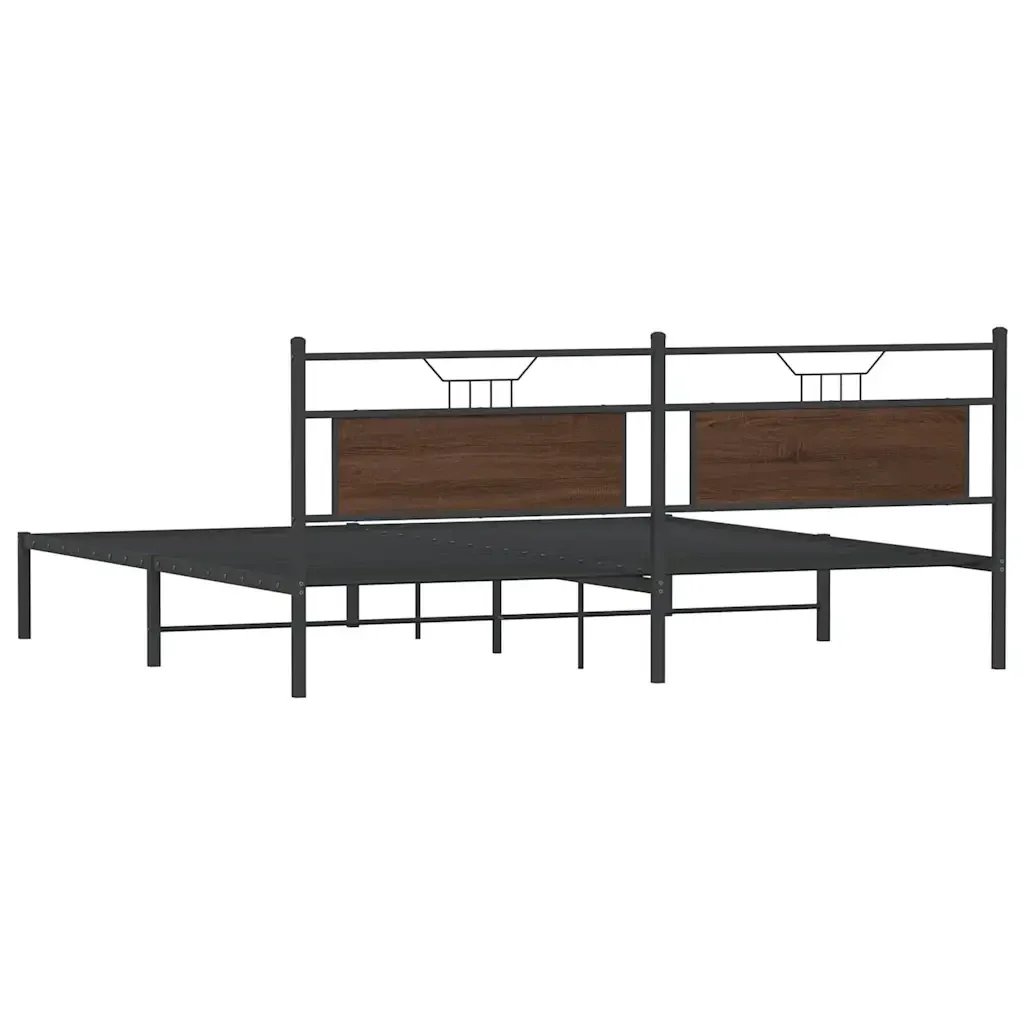 Letto matrimoniale | Letto per adulti | Giroletto senza Materasso Rovere Marrone 193x201 cm Truciolato - Image 8