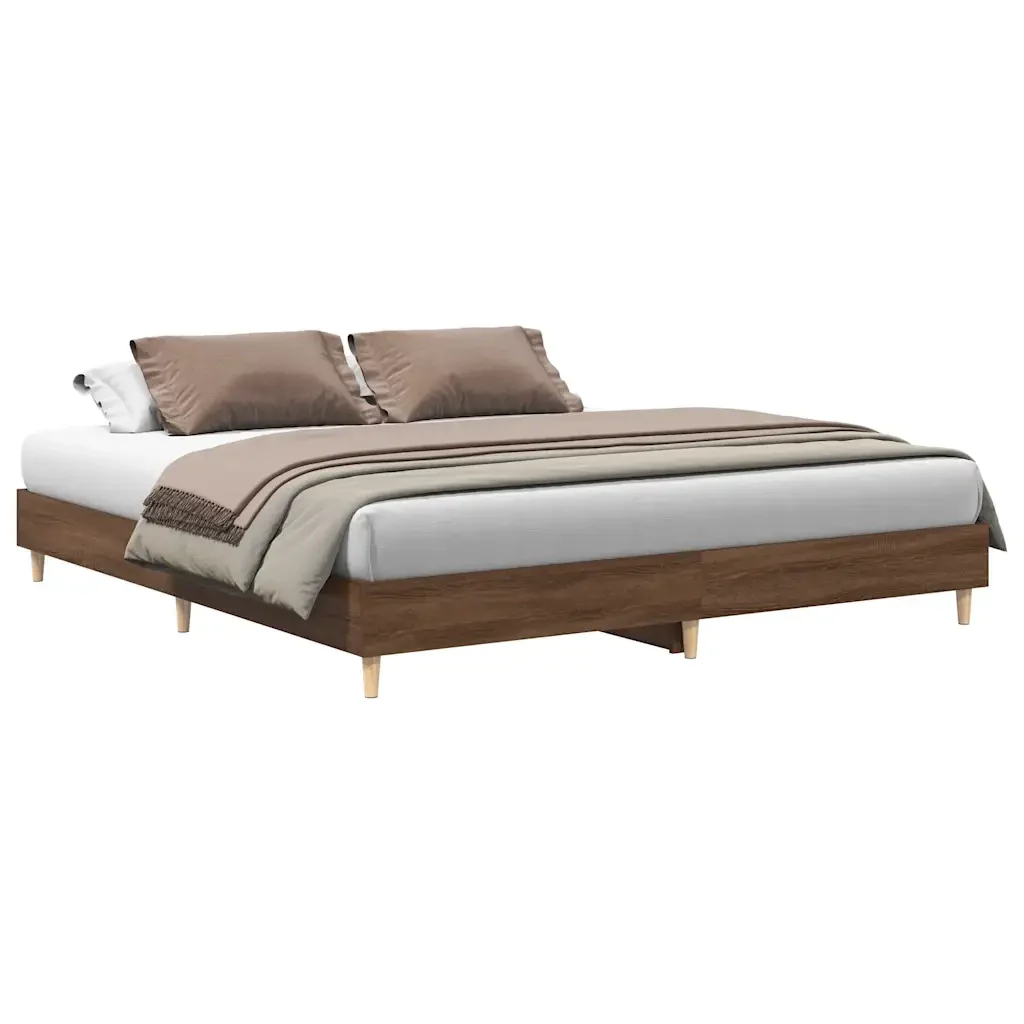 Letto matrimoniale | Letto per adulti | Giroletto senza Materasso Rovere Marrone 200x200 cm Truciolato