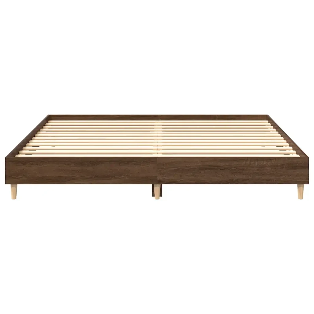 Letto matrimoniale | Letto per adulti | Giroletto senza Materasso Rovere Marrone 200x200 cm Truciolato - Image 5