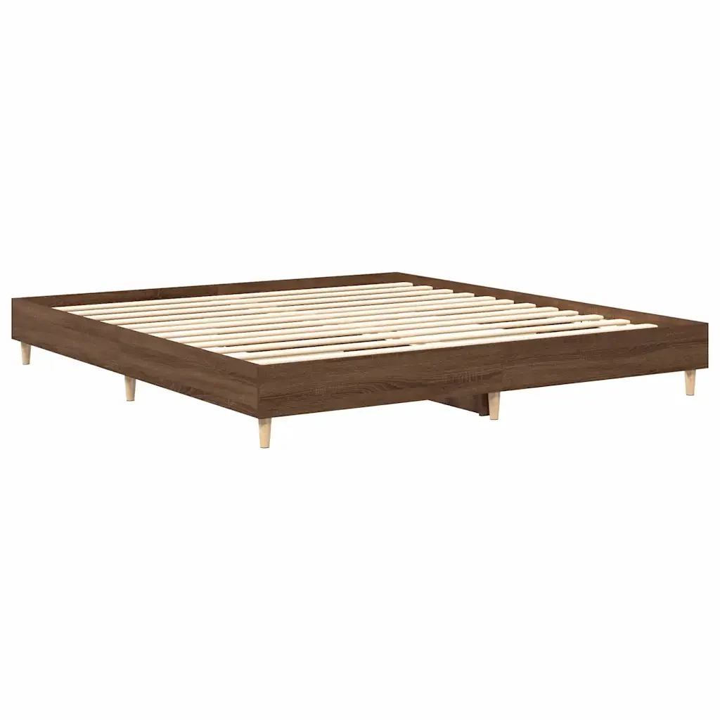 Letto matrimoniale | Letto per adulti | Giroletto senza Materasso Rovere Marrone 200x200 cm Truciolato - Image 7