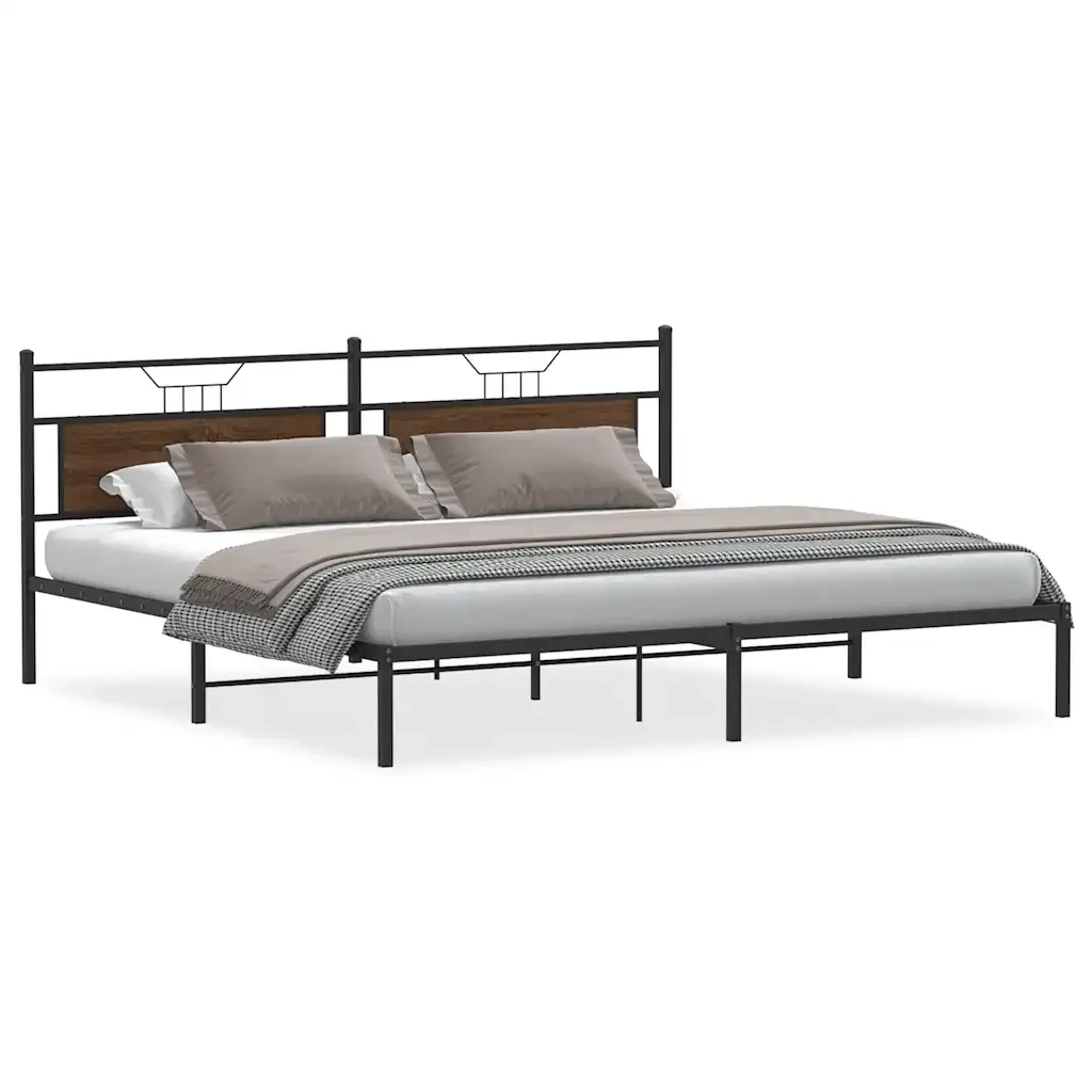 Letto matrimoniale | Letto per adulti | Giroletto senza Materasso Rovere Marrone 200x200 cm Truciolato