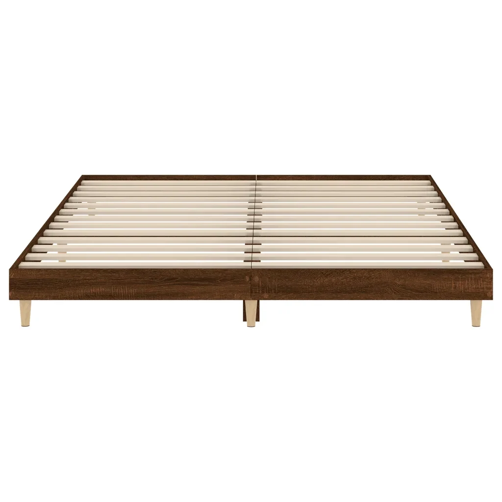 Letto matrimoniale | Letto per adulti | Giroletto senza Materasso Rovere Marrone 200x200 cm Truciolato - Image 6