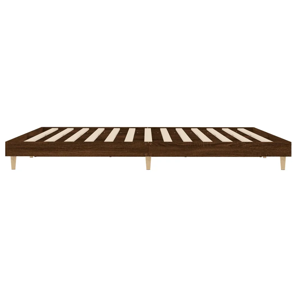 Letto matrimoniale | Letto per adulti | Giroletto senza Materasso Rovere Marrone 200x200 cm Truciolato - Image 7