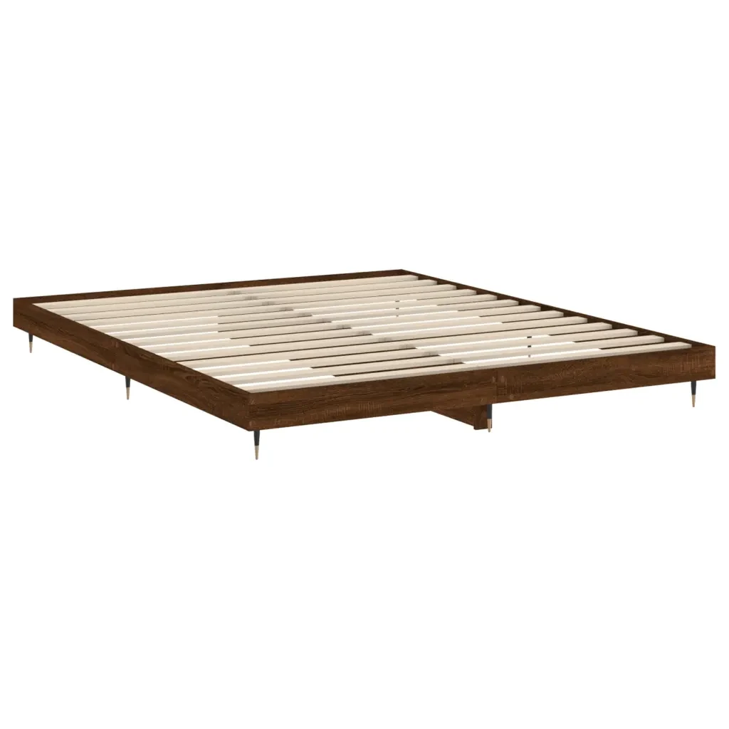 Letto matrimoniale | Letto per adulti | Giroletto senza Materasso Rovere Marrone 200x200 cm Truciolato - Image 5