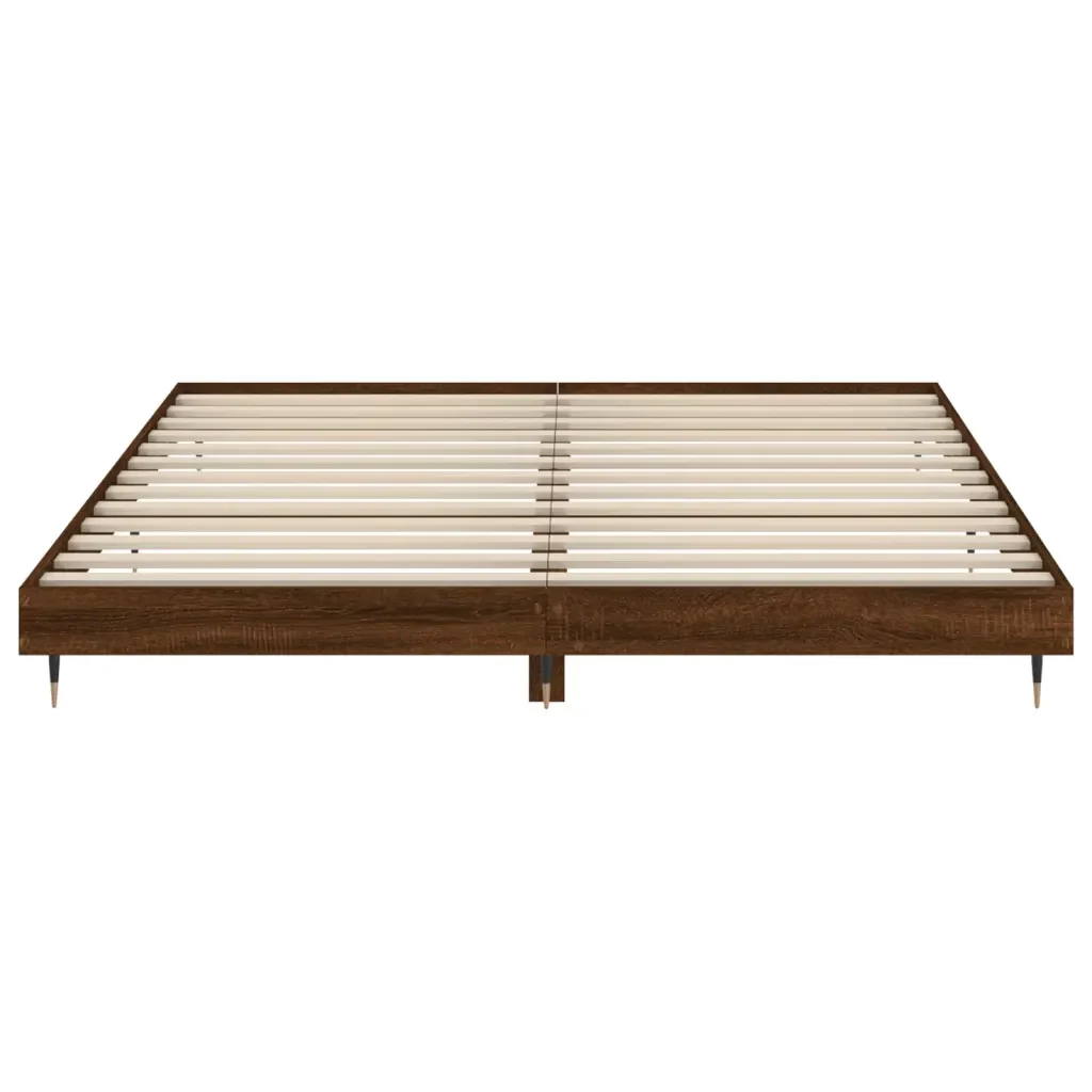 Letto matrimoniale | Letto per adulti | Giroletto senza Materasso Rovere Marrone 200x200 cm Truciolato - Image 6
