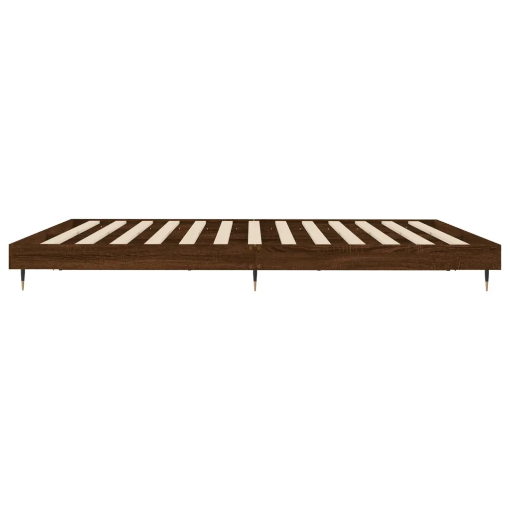 Letto matrimoniale | Letto per adulti | Giroletto senza Materasso Rovere Marrone 200x200 cm Truciolato - Image 7