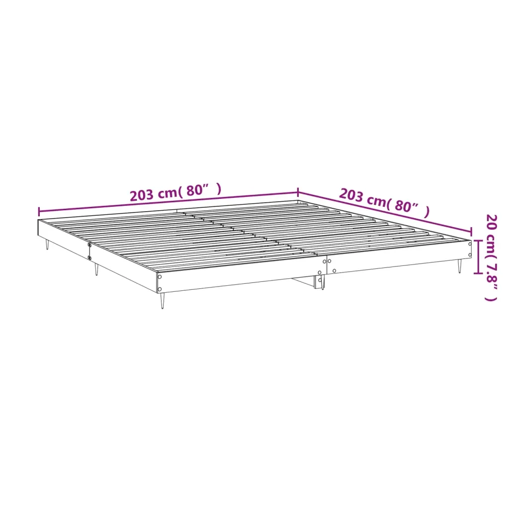 Letto matrimoniale | Letto per adulti | Giroletto senza Materasso Rovere Marrone 200x200 cm Truciolato - Image 9