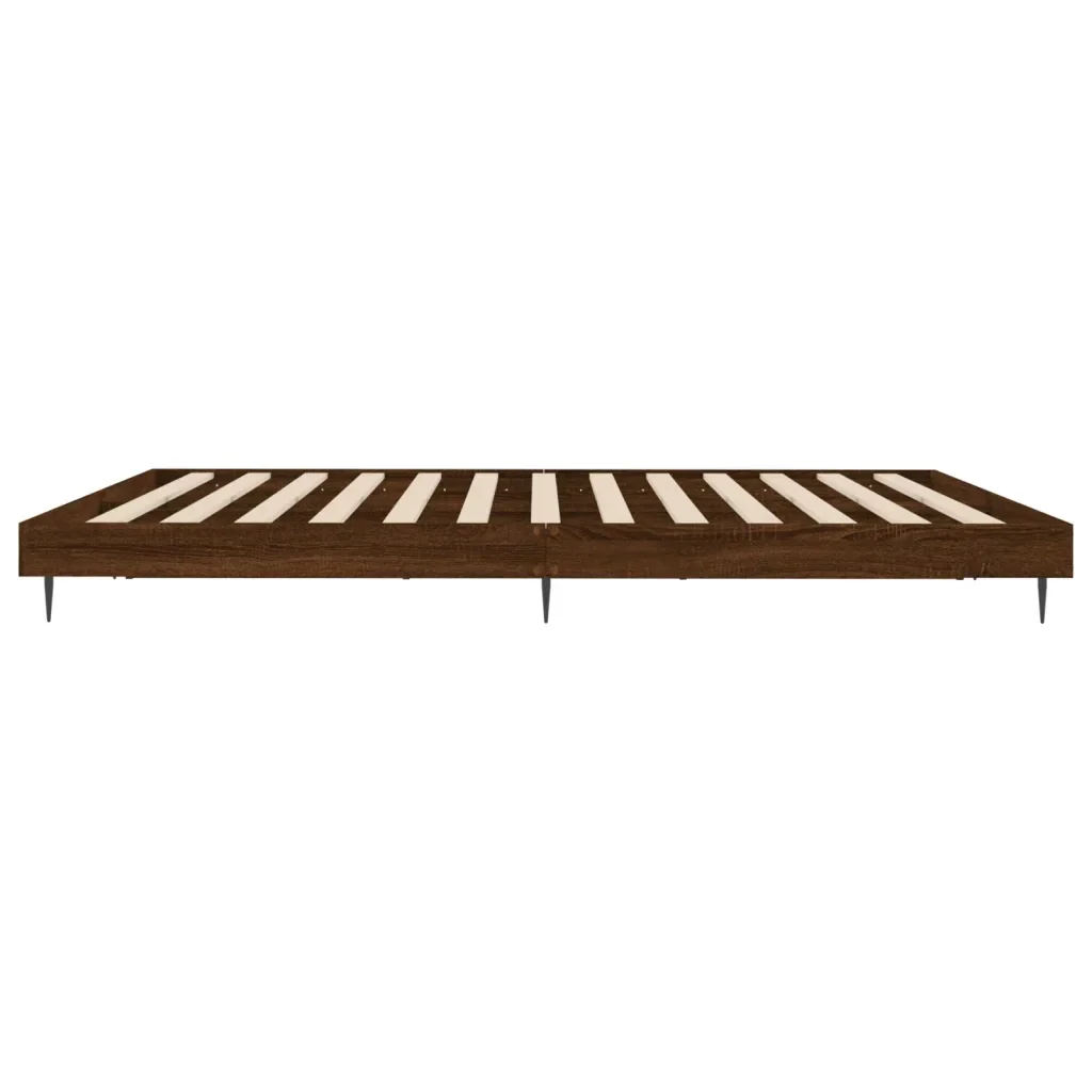 Letto matrimoniale | Letto per adulti | Giroletto senza Materasso Rovere Marrone 200x200 cm Truciolato - Image 7