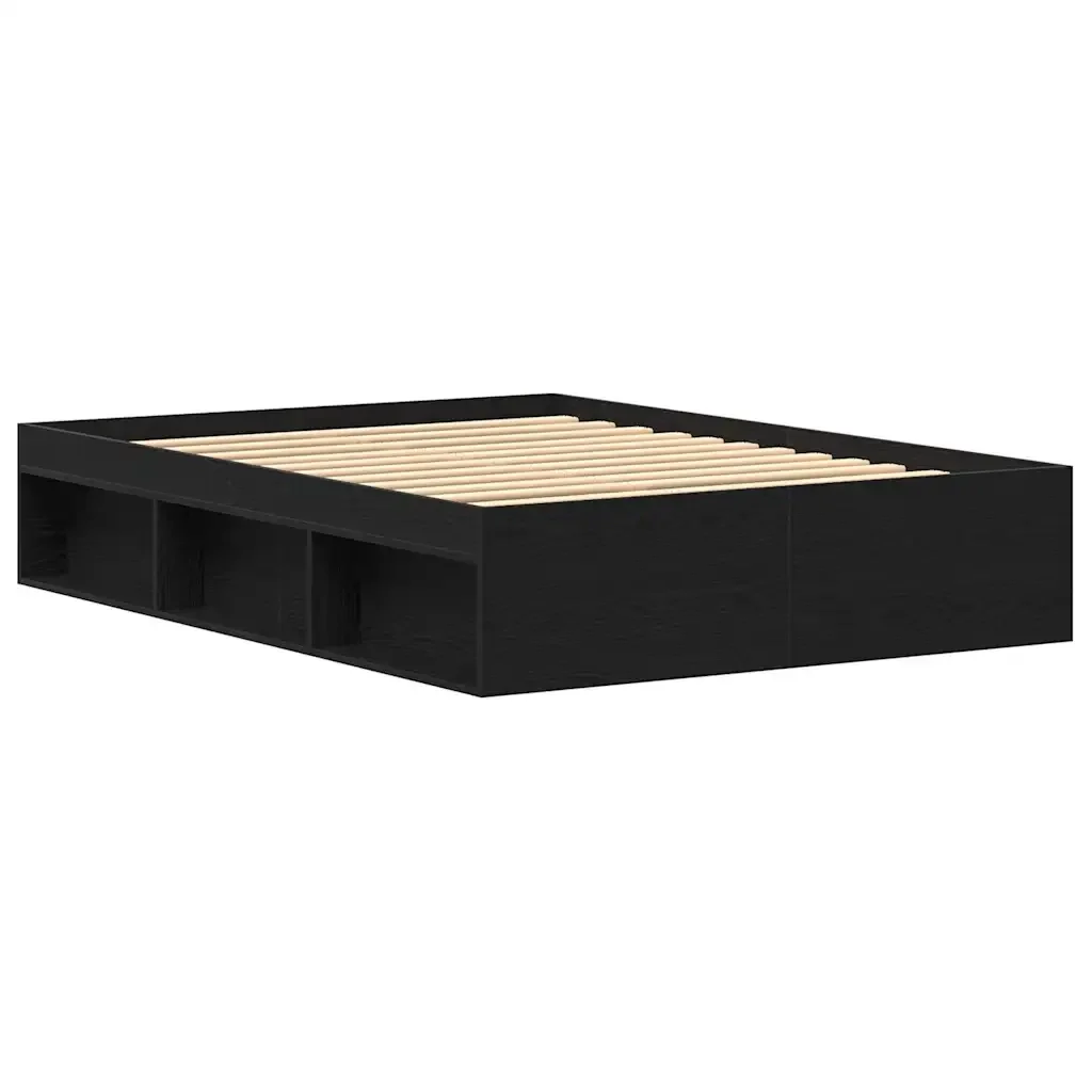 Letto matrimoniale | Letto per adulti | Giroletto senza Materasso Rovere Nero 120x190 cm Truciolato - Image 7