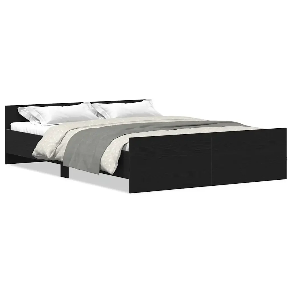 Letto matrimoniale | Letto per adulti | Giroletto senza Materasso Rovere Nero 120x190 cm Truciolato