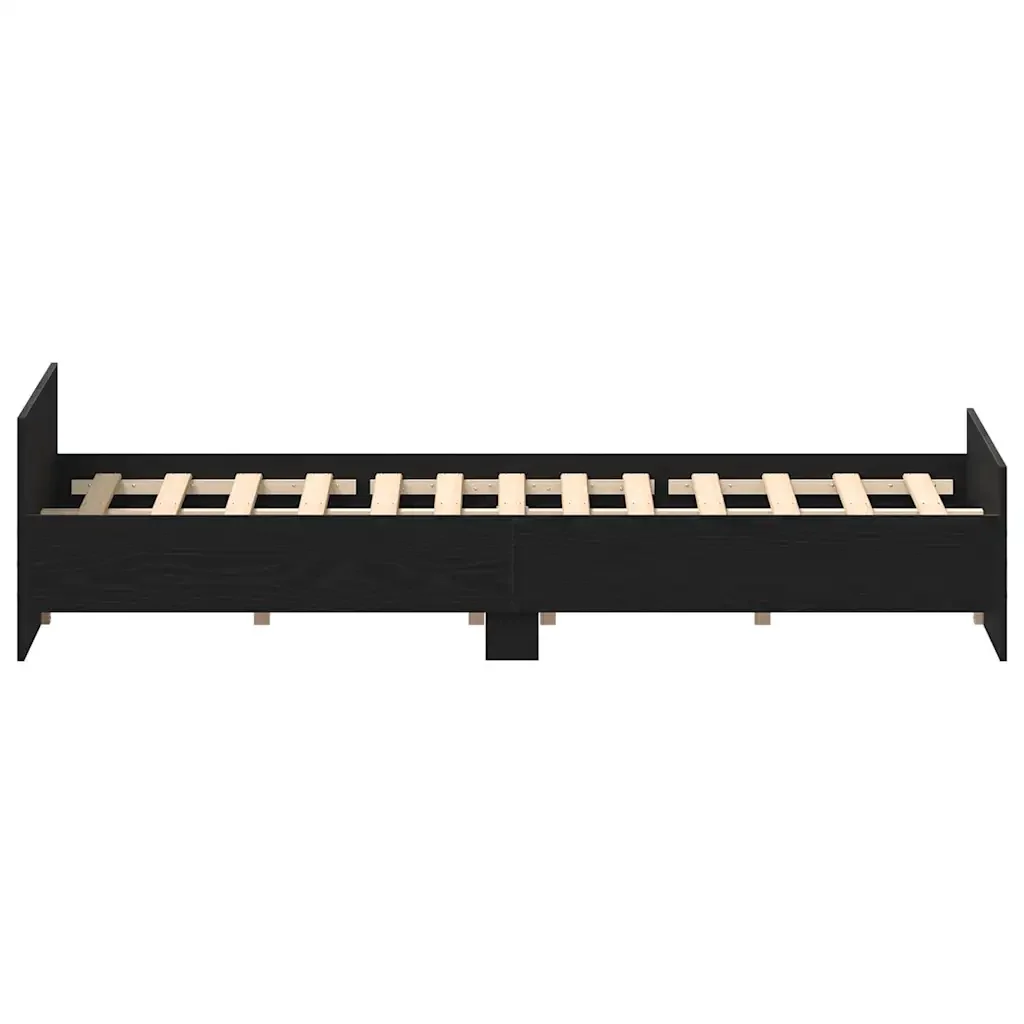 Letto matrimoniale | Letto per adulti | Giroletto senza Materasso Rovere Nero 120x190 cm Truciolato - Image 8