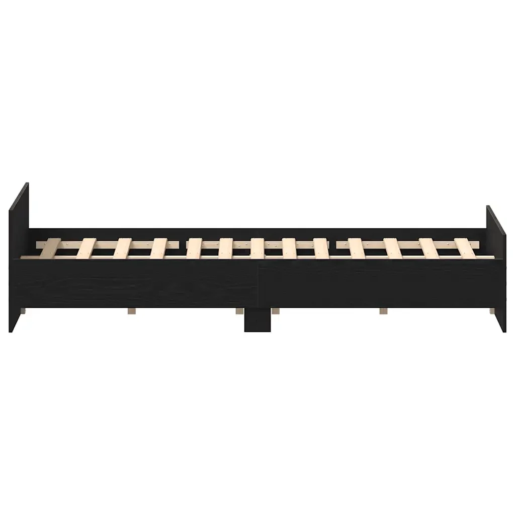 Letto matrimoniale | Letto per adulti | Giroletto senza Materasso Rovere Nero 120x200 cm Truciolato - Image 8