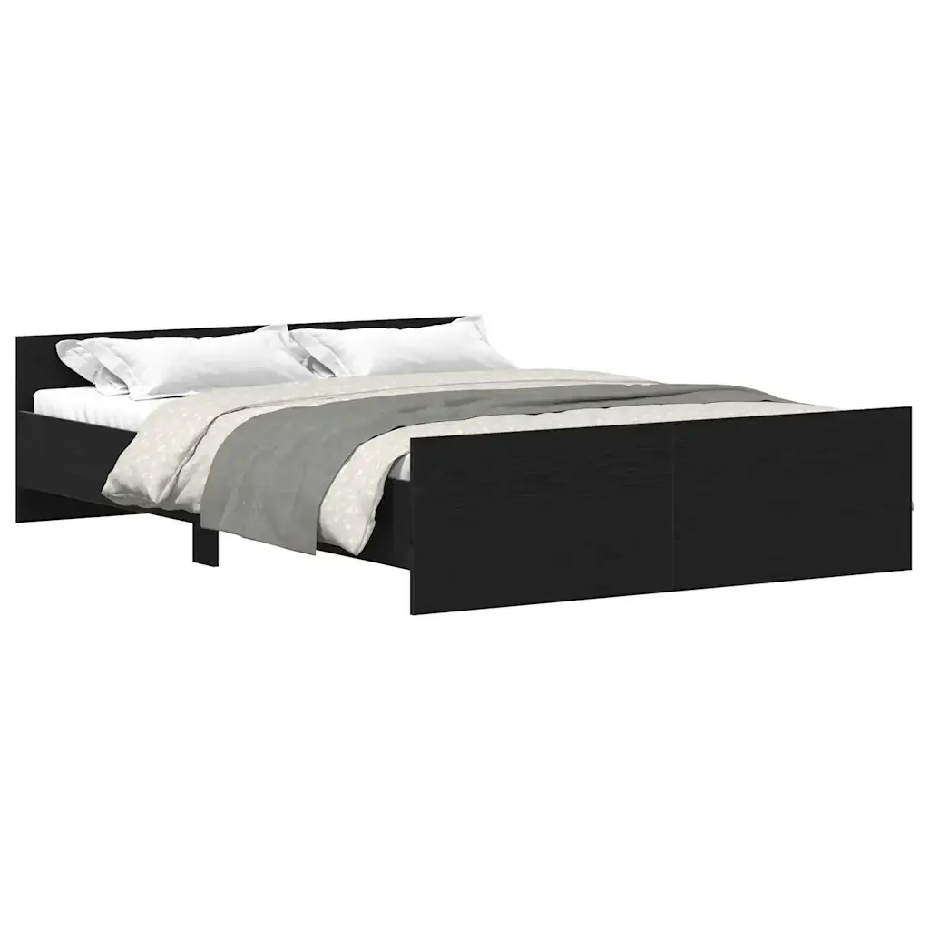 Letto matrimoniale | Letto per adulti | Giroletto senza Materasso Rovere Nero 135x190 cm Truciolato - Image 4