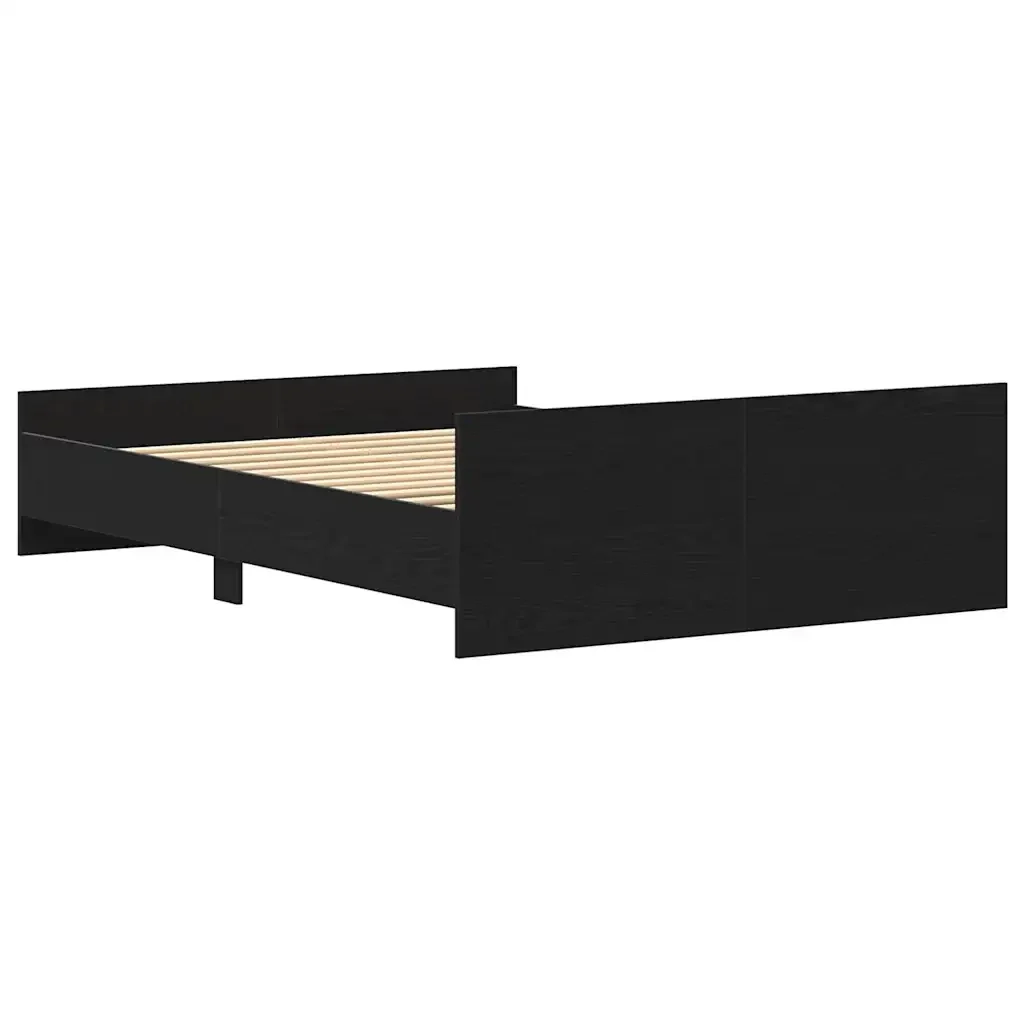 Letto matrimoniale | Letto per adulti | Giroletto senza Materasso Rovere Nero 135x190 cm Truciolato - Image 7