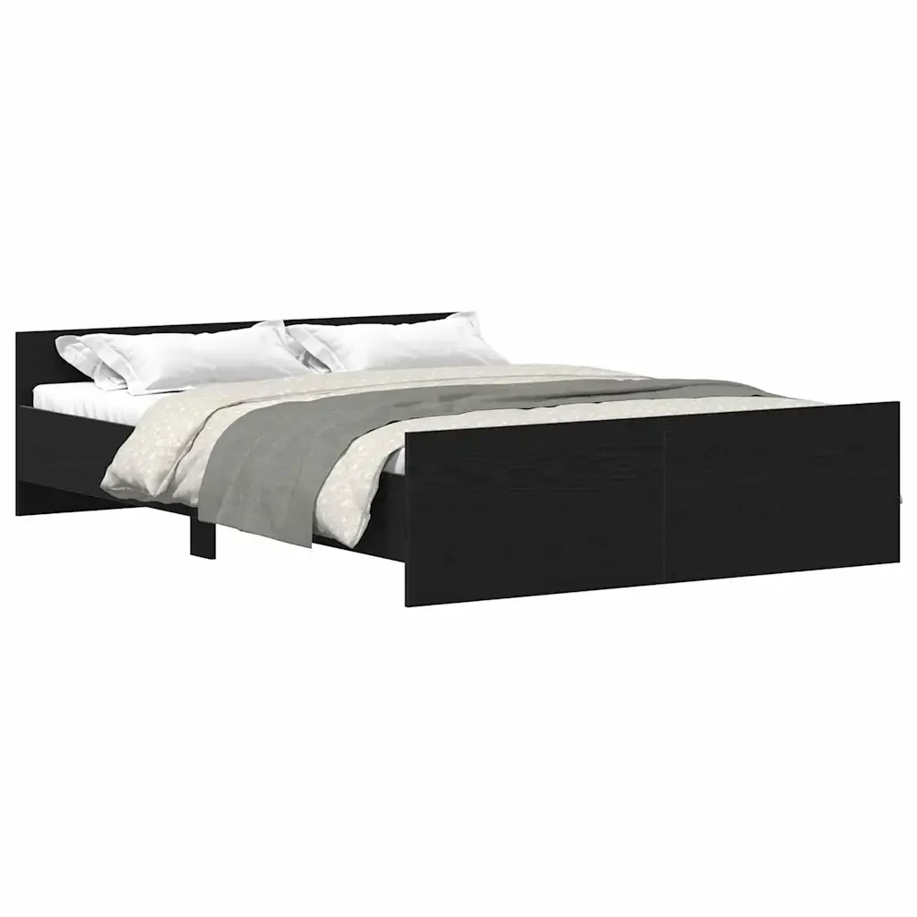 Letto matrimoniale | Letto per adulti | Giroletto senza Materasso Rovere Nero 140x190 cm Truciolato - Image 4