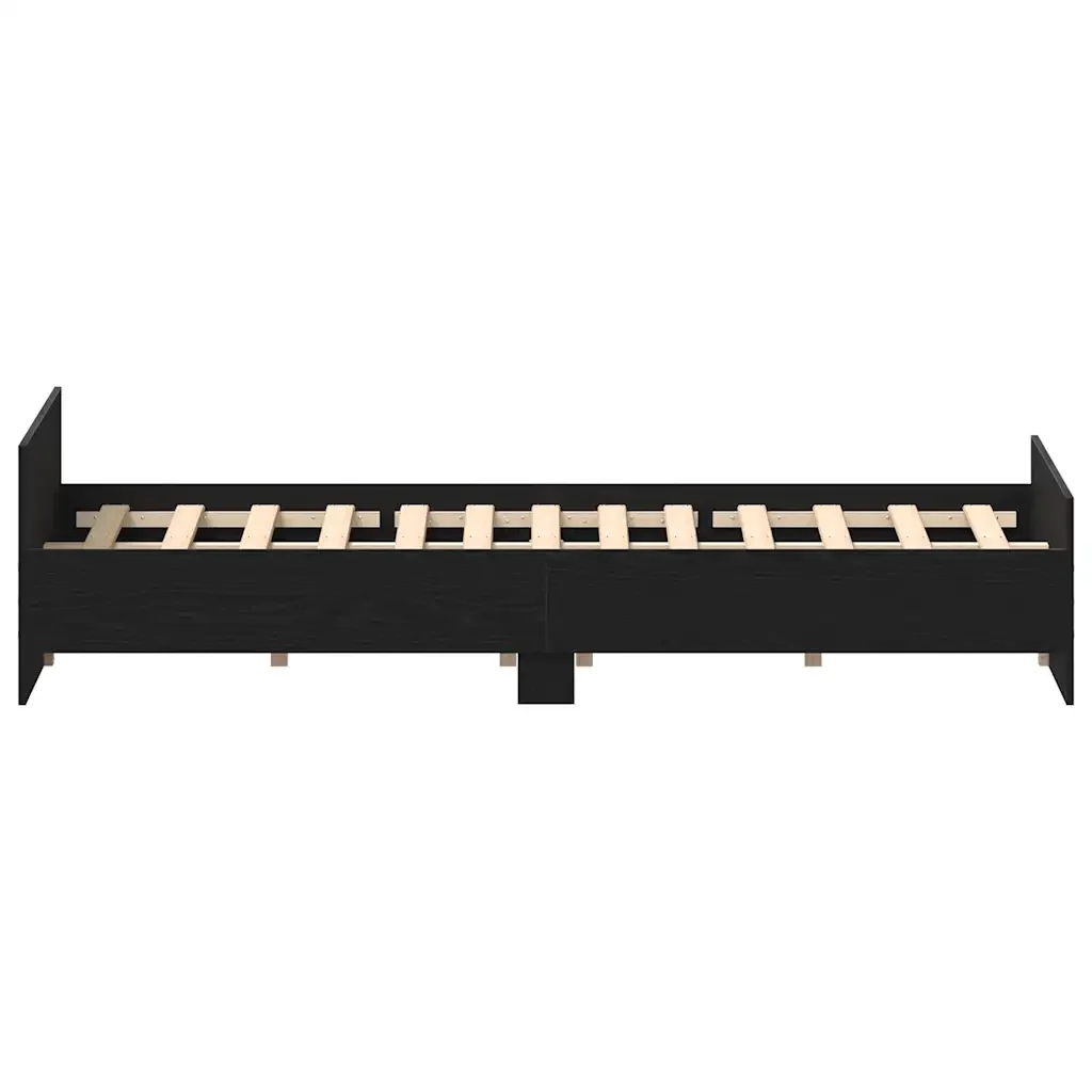 Letto matrimoniale | Letto per adulti | Giroletto senza Materasso Rovere Nero 140x190 cm Truciolato - Image 8