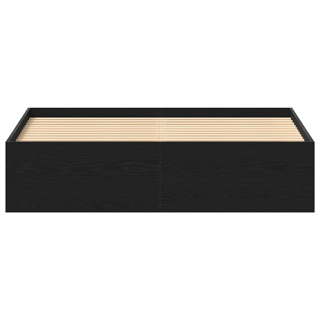 Letto matrimoniale | Letto per adulti | Giroletto senza Materasso Rovere Nero 150x200 cm Truciolato - Image 5