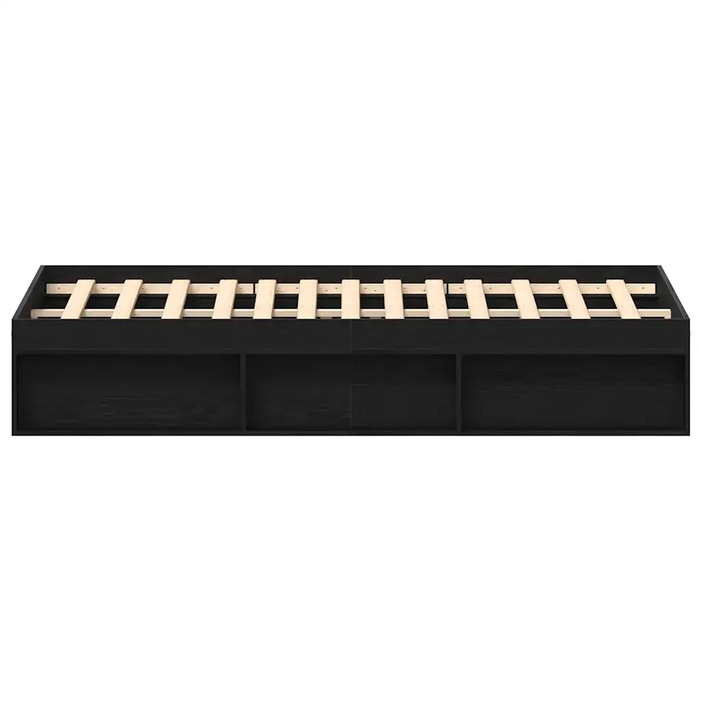 Letto matrimoniale | Letto per adulti | Giroletto senza Materasso Rovere Nero 200x200 cm Truciolato - Image 6