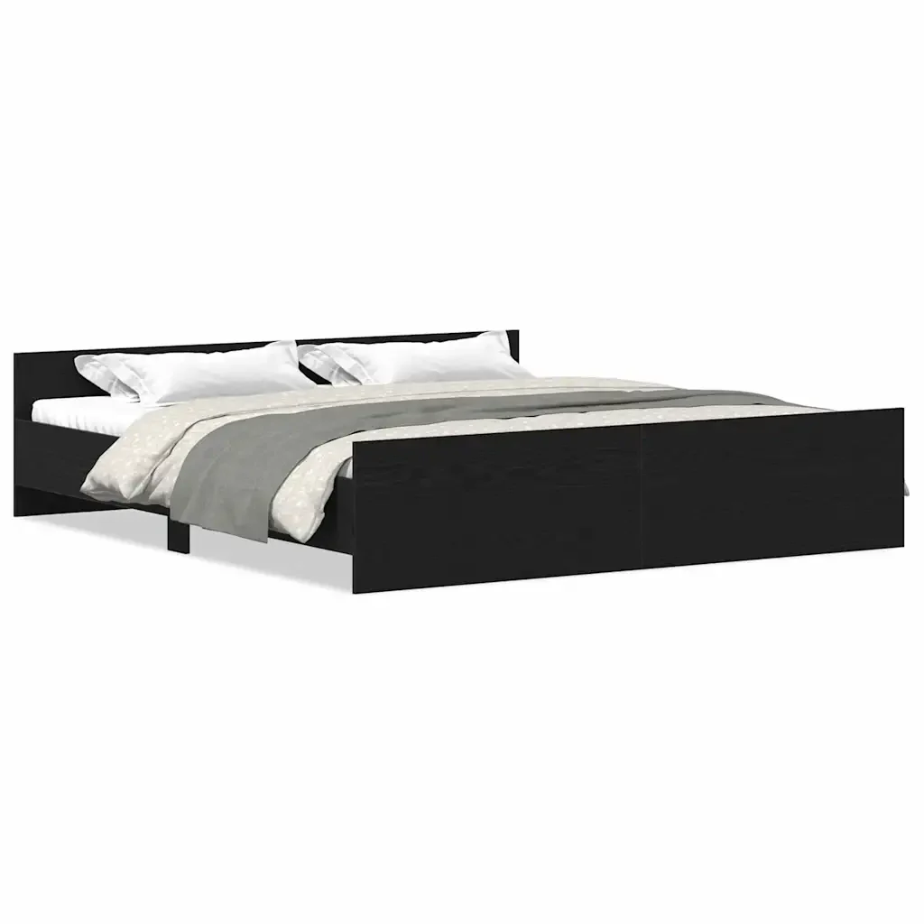 Letto matrimoniale | Letto per adulti | Giroletto senza Materasso Rovere Nero 200x200 cm Truciolato