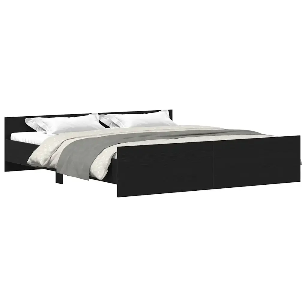 Letto matrimoniale | Letto per adulti | Giroletto senza Materasso Rovere Nero 200x200 cm Truciolato - Image 4