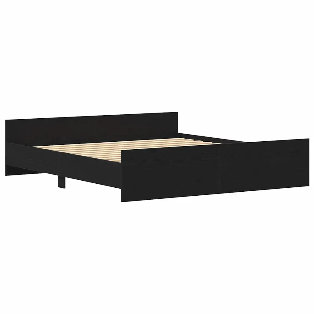 Letto matrimoniale | Letto per adulti | Giroletto senza Materasso Rovere Nero 200x200 cm Truciolato - Image 5