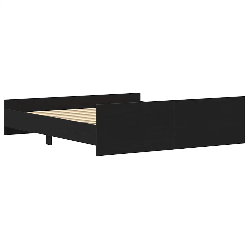 Letto matrimoniale | Letto per adulti | Giroletto senza Materasso Rovere Nero 200x200 cm Truciolato - Image 7