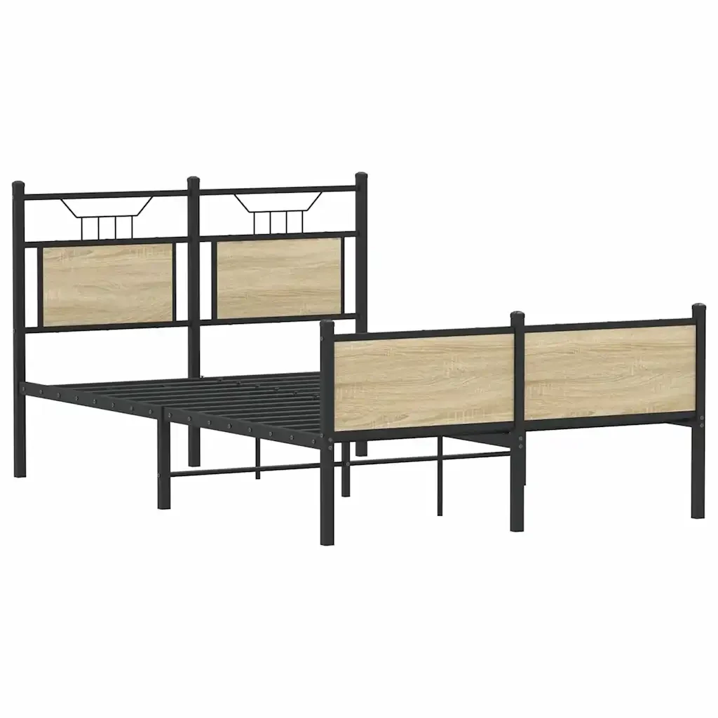 Letto matrimoniale | Letto per adulti | Giroletto senza Materasso Rovere Sonoma 120x190cm in Truciolato - Image 4