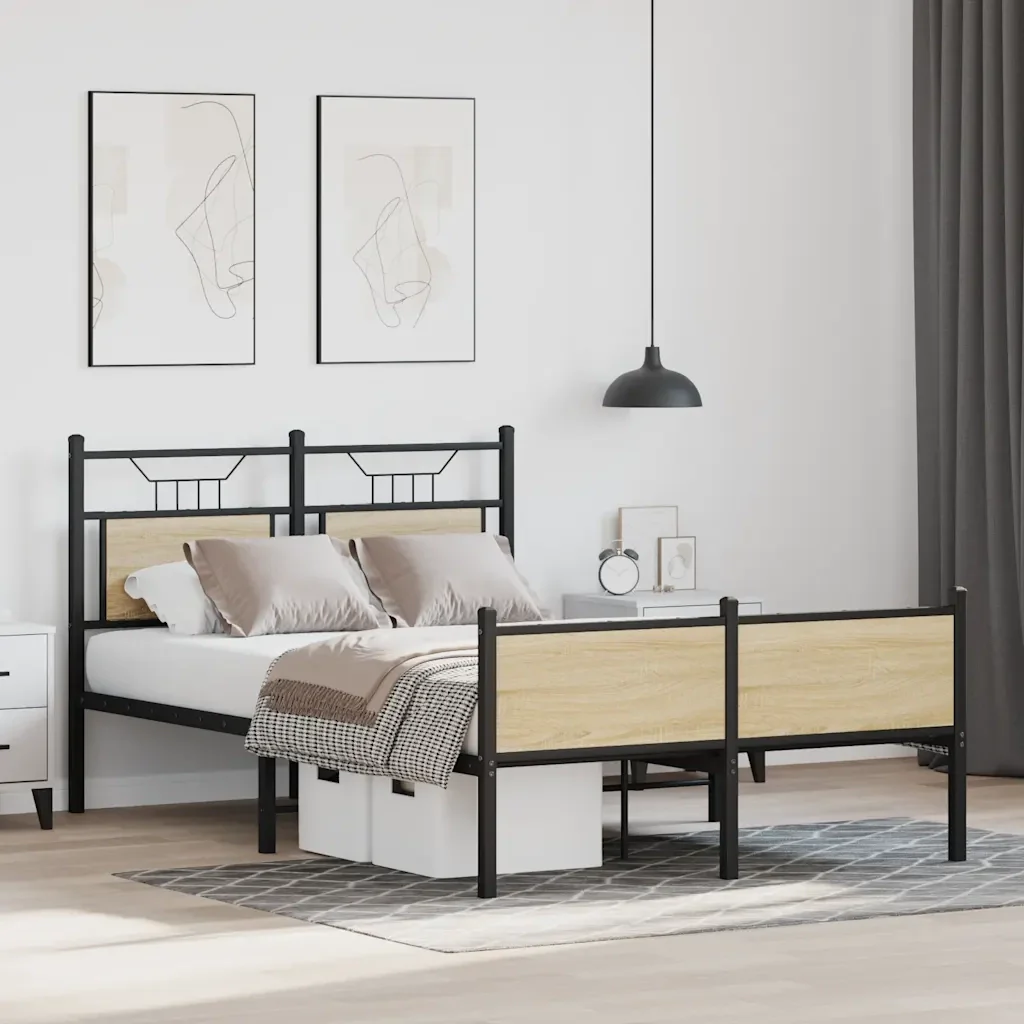 Letto matrimoniale | Letto per adulti | Giroletto senza Materasso Rovere Sonoma 120x190cm in Truciolato - Image 5