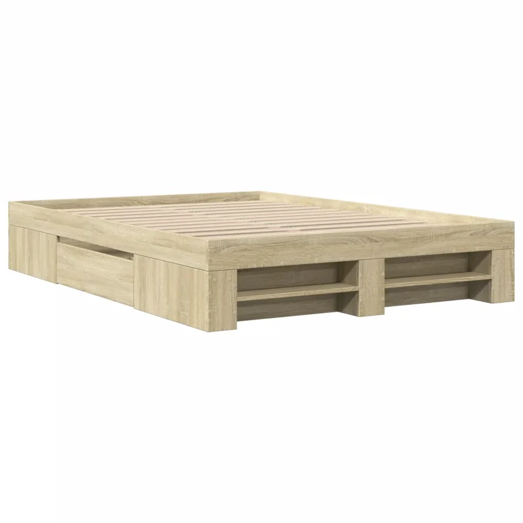 Letto matrimoniale | Letto per adulti | Giroletto senza Materasso Rovere Sonoma 120x190cm in Truciolato - Image 3