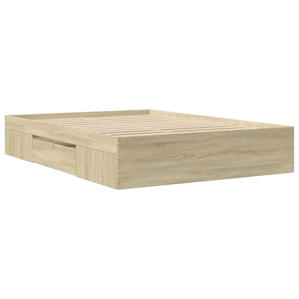 Letto matrimoniale | Letto per adulti | Giroletto senza Materasso Rovere Sonoma 120x190cm in Truciolato - Image 7