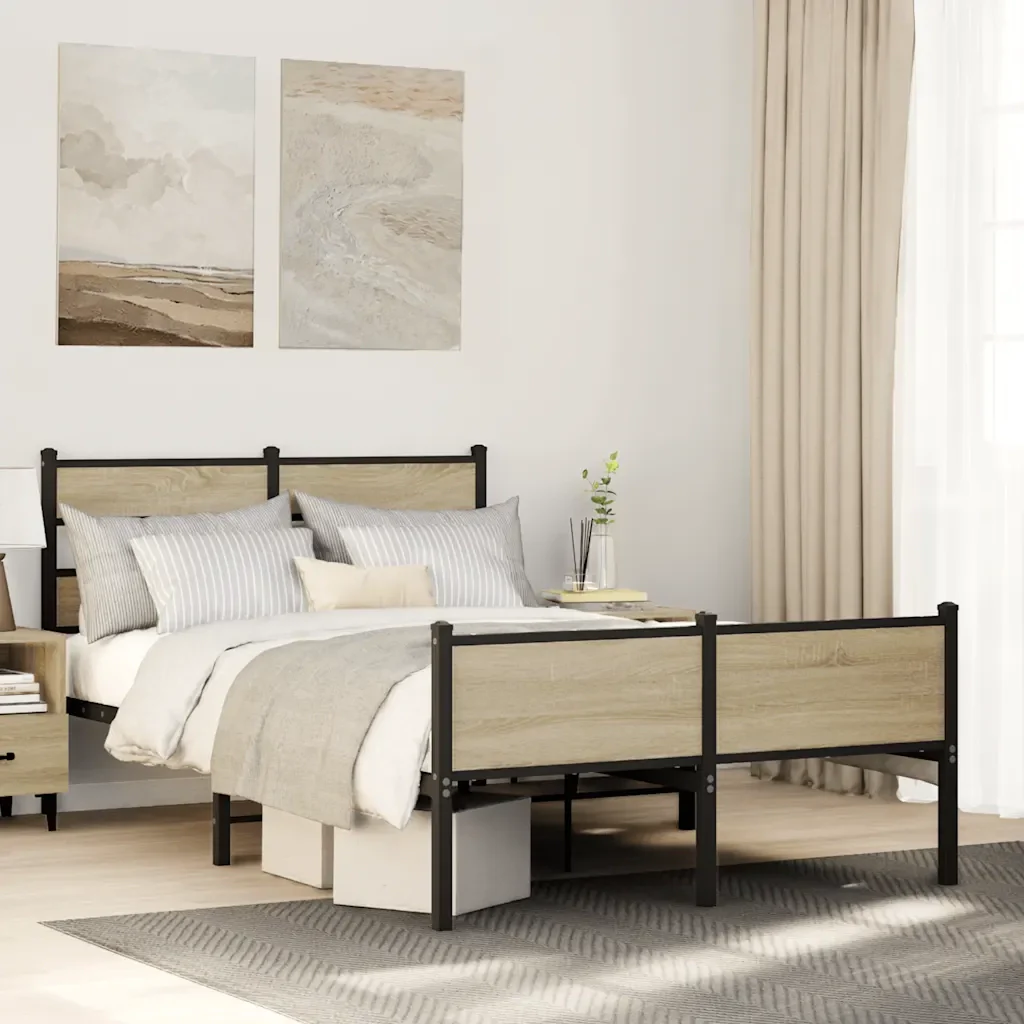 Letto matrimoniale | Letto per adulti | Giroletto senza Materasso Rovere Sonoma 120x190cm in Truciolato - Image 2