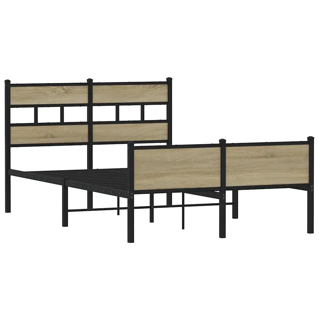 Letto matrimoniale | Letto per adulti | Giroletto senza Materasso Rovere Sonoma 120x190cm in Truciolato - Image 3