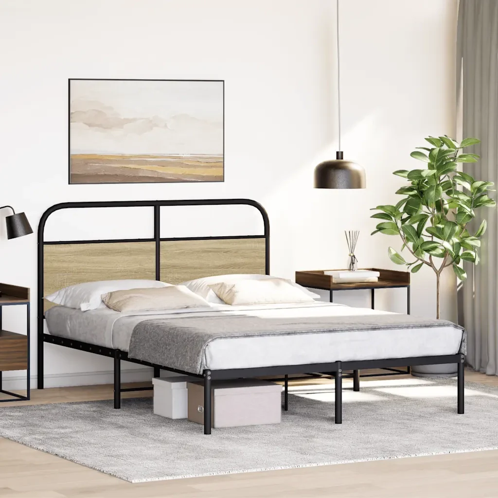 Letto matrimoniale | Letto per adulti | Giroletto senza Materasso Rovere Sonoma 120x190cm in Truciolato - Image 3