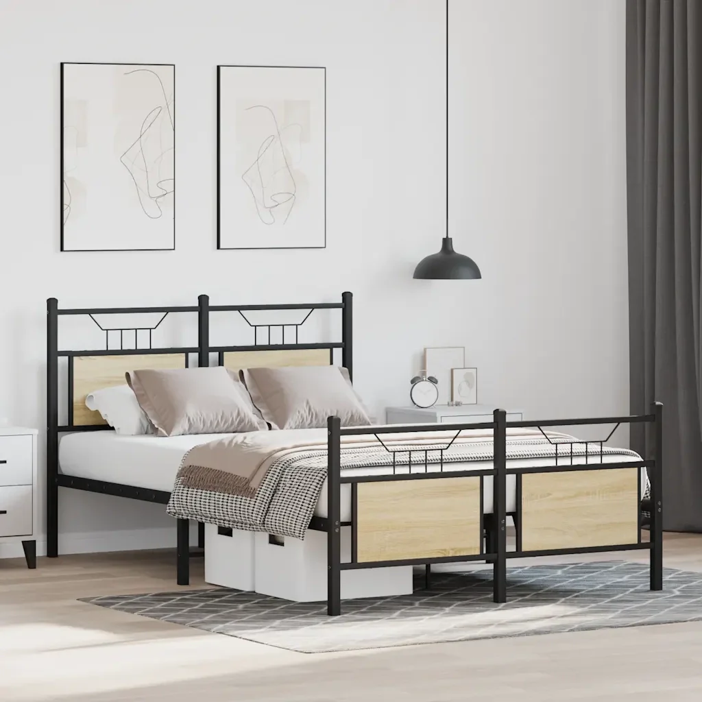 Letto matrimoniale | Letto per adulti | Giroletto senza Materasso Rovere Sonoma 120x190cm in Truciolato - Image 5