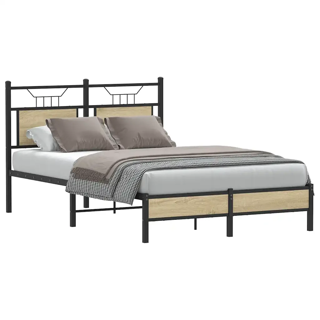 Letto matrimoniale | Letto per adulti | Giroletto senza Materasso Rovere Sonoma 120x190cm in Truciolato - Image 4