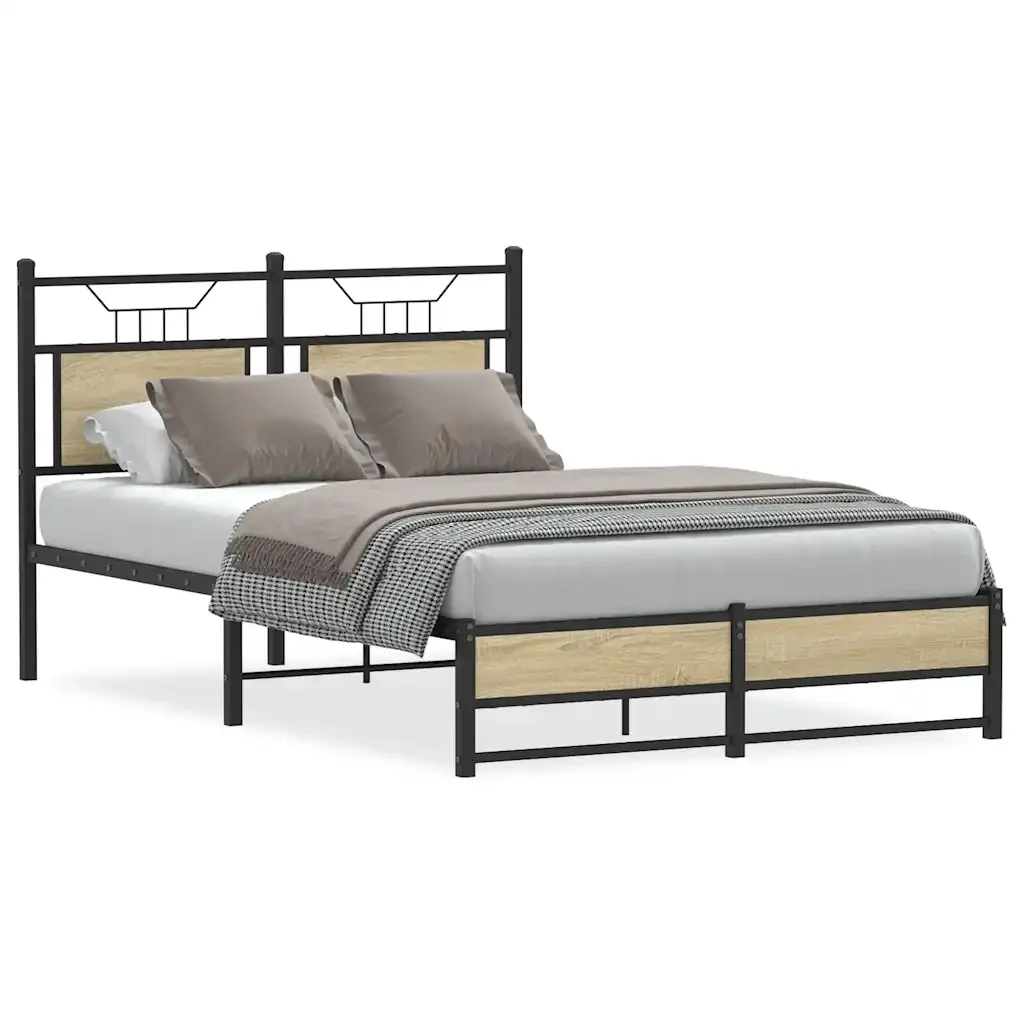 Letto matrimoniale | Letto per adulti | Giroletto senza Materasso Rovere Sonoma 120x190cm in Truciolato - Image 2