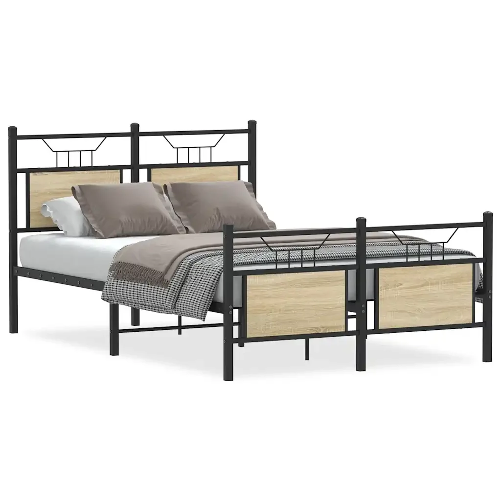 Letto matrimoniale | Letto per adulti | Giroletto senza Materasso Rovere Sonoma 120x200cm in Truciolato