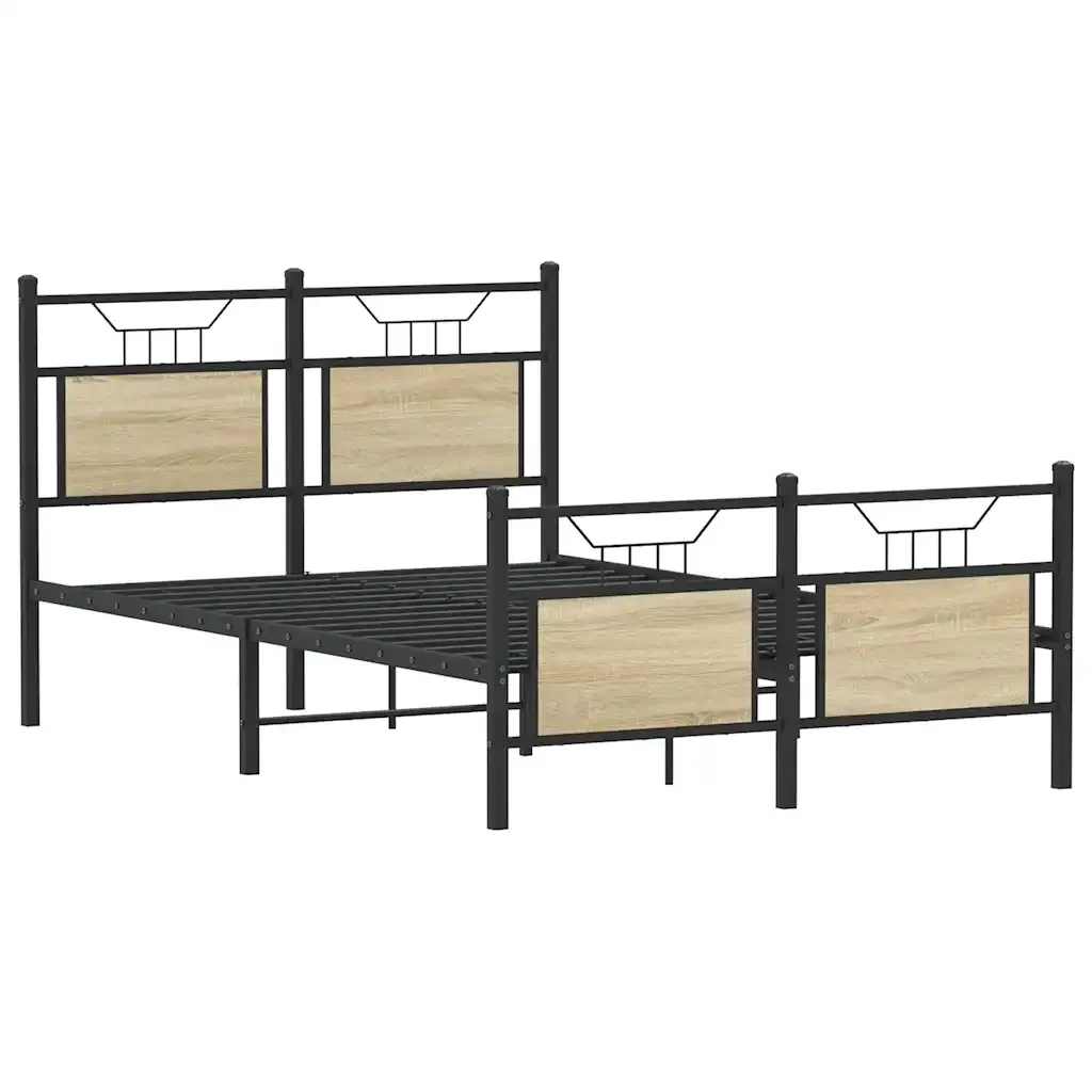 Letto matrimoniale | Letto per adulti | Giroletto senza Materasso Rovere Sonoma 120x200cm in Truciolato - Image 3