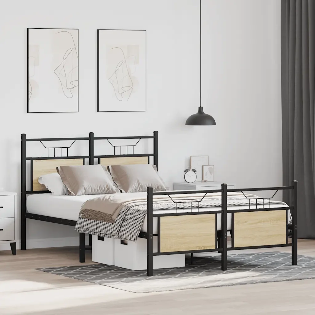 Letto matrimoniale | Letto per adulti | Giroletto senza Materasso Rovere Sonoma 120x200cm in Truciolato - Image 5
