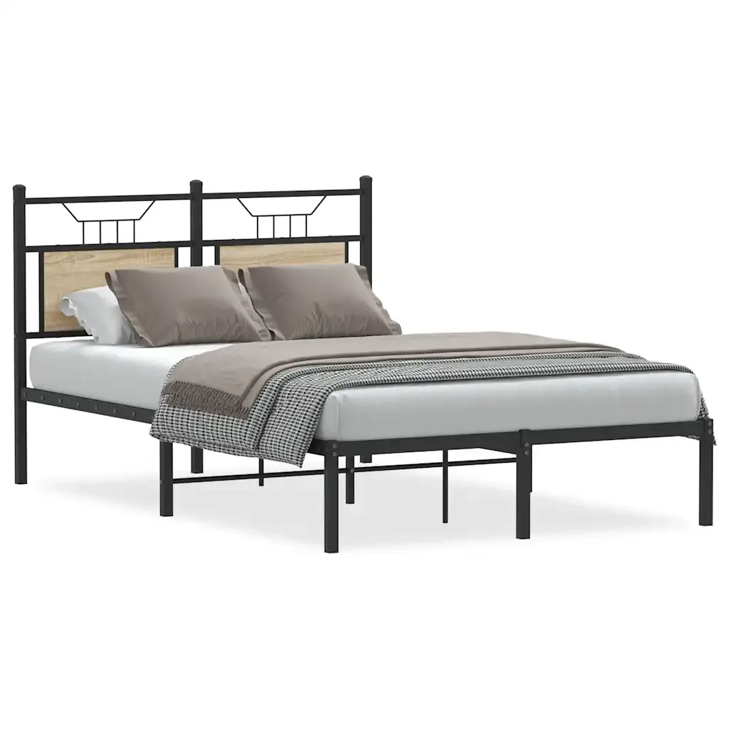 Letto matrimoniale | Letto per adulti | Giroletto senza Materasso Rovere Sonoma 120x200cm in Truciolato