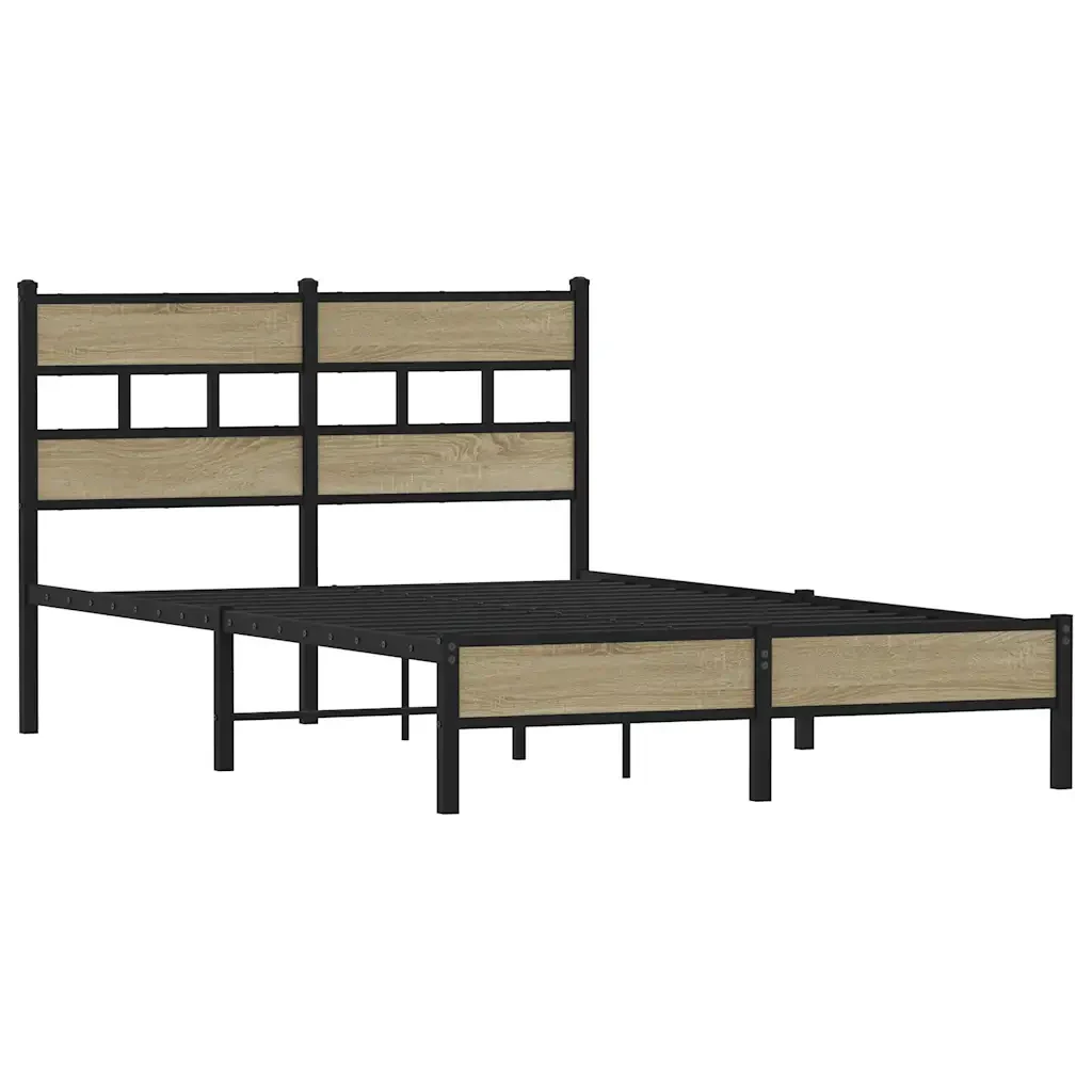 Letto matrimoniale | Letto per adulti | Giroletto senza Materasso Rovere Sonoma 120x200cm in Truciolato - Image 3