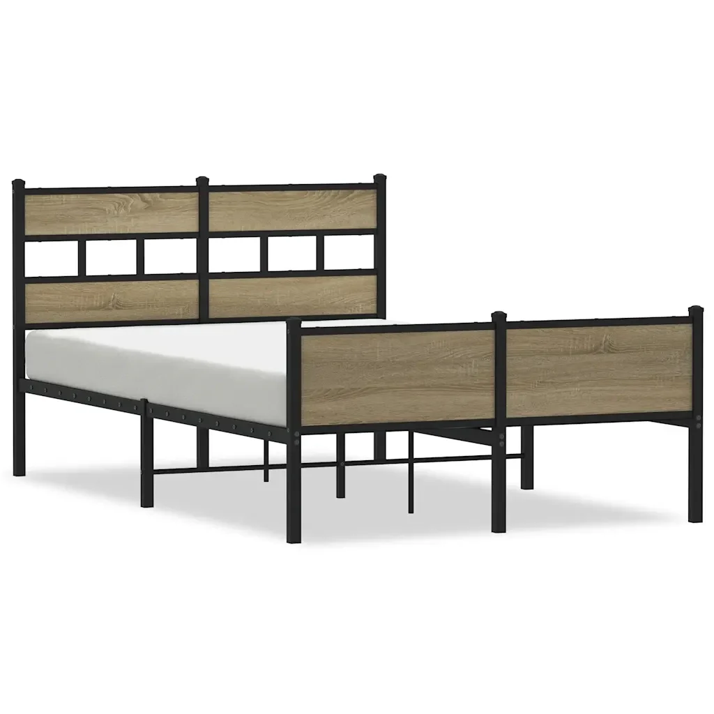 Letto matrimoniale | Letto per adulti | Giroletto senza Materasso Rovere Sonoma 120x200cm in Truciolato